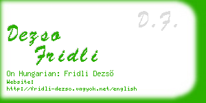 dezso fridli business card